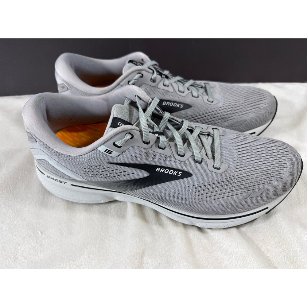 Brooks Ghost 15 Men's Running Shoes Gray 13 2E Wide PowerStep Orthotic Insoles - Picture 2 of 7